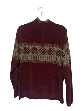 Retreat Men's Burgundy Fair Isle Half-Zip Sweater